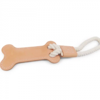 Personalized Cotton & Leather Brown Fetch Dog Toy  Bone Shaped Training Treat Accessories Christmas Gift for Pets