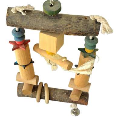 Mini cute parrot wooden pet bird toy bead hammock parrot chew toy